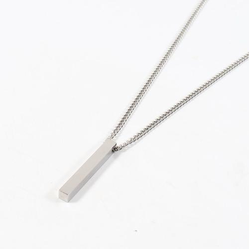 Couleur Argent - 50cm - Collier Pendentif Rectangulaire Pour Hommes, Largeur 3mm, En Acier Inoxydable, Chaîne Faite À La Main Pour Hommes, Cadeau De Bijoux, Nouvelle Tendance