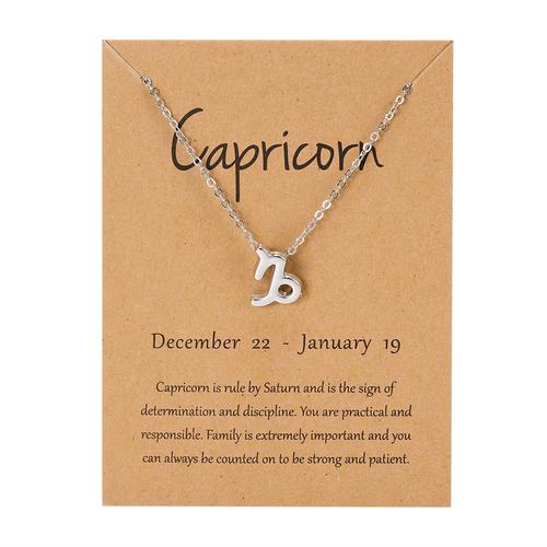 Capricorne- - Collier Pendentif Signe Du Zodiaque Pour Femmes, 12 Constellations, Bijoux Ras Du Cou, Breloque, Chaîne Couleur Argent, Cadeau'anniversaire