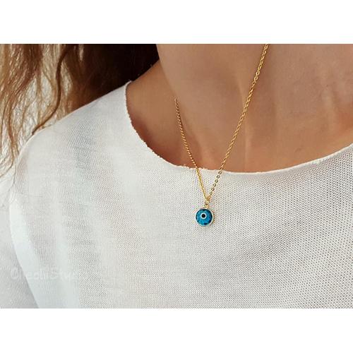 Or-A11 - Collier Ras Du Cou Perlé Bleu Mauvais ¿Il Pour Bébé