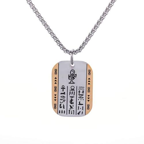 Al19039 - Collier Rune Vintage Exquis Pour Hommes, Pendentif Avec Étiquette ¿Il'horus Anubis, Breloque Anti Allergique En Acier Inoxydable