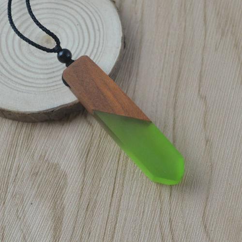 Es170806129 - Collier Vintage En Bois Et Résine Pour Hommes Et Femmes, Pendentif, Chaîne En Corde Tissée, Bijoux À La Mode, Cadeaux, Meilleures Ventes