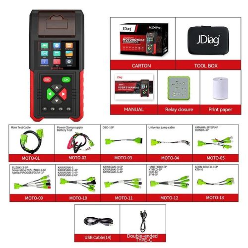 Jdiag M200 Pro(Full Version)Scanner Portable Pour Motostesteur De Batterie Pour Motos