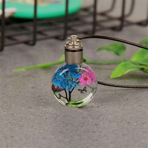 Nouveau Collier Lumineux Fleur Séchée Papillon Boule De Verre Femmes Collier Pendentif Corde Chaîne Collier Pour Femmes Bande En Cuir Ras Du Cou