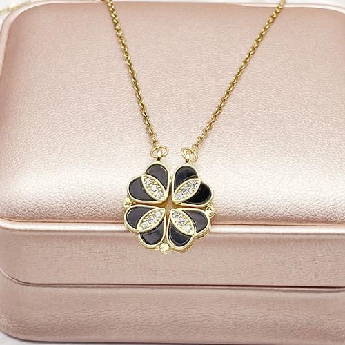 Xl744-Noir - Un Collier Pendentif Porte Bonheur Trèfle À Quatre Feuilles Porte Bonheur Personnalité Femme Mariage Mariage Bijoux Luxe Amour Trèfle À Quatre Feuilles Accessoires Cadeau'anniversaire