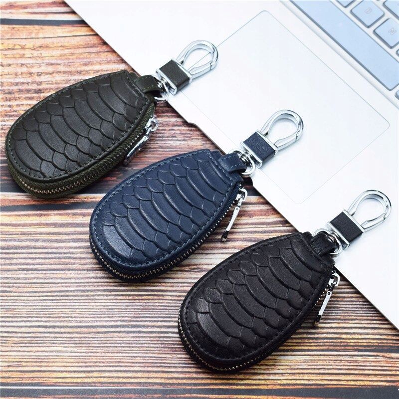 cl de voiture en cuir motif python vert - 2