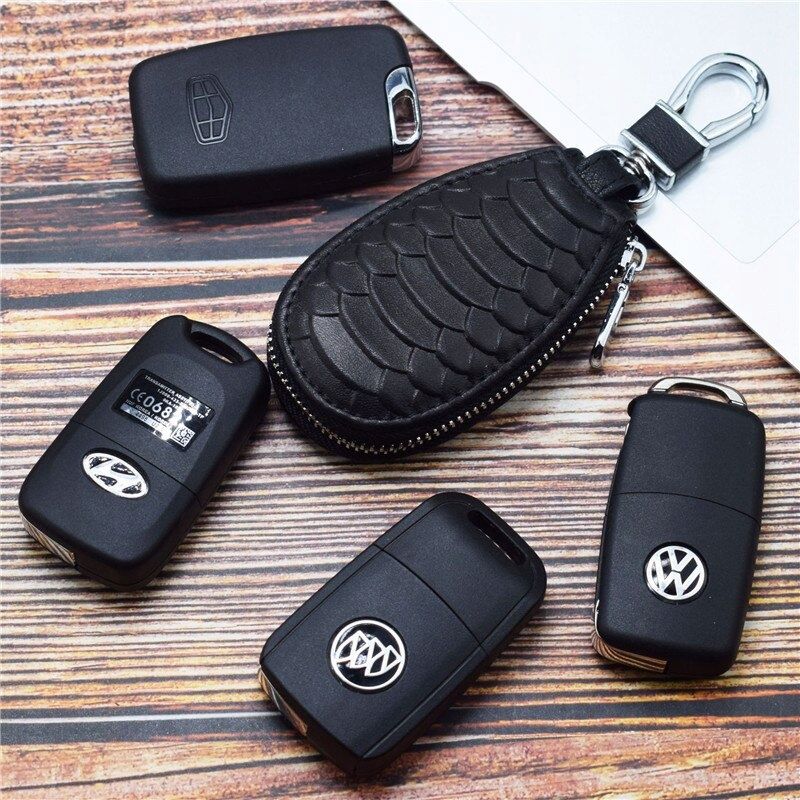 cl de voiture en cuir motif python vert - 3