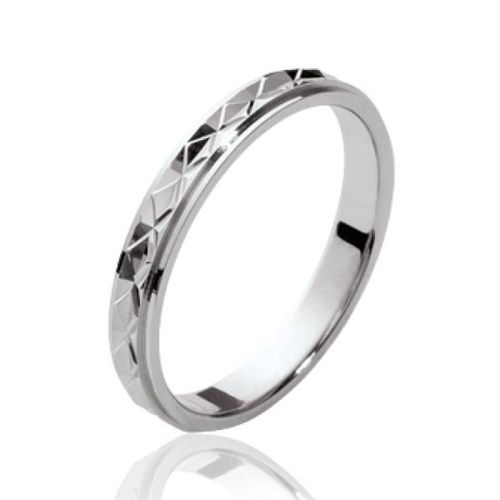 Alliance Mariage Facettes Femme - Argent Massif 925/1000 Rhodié