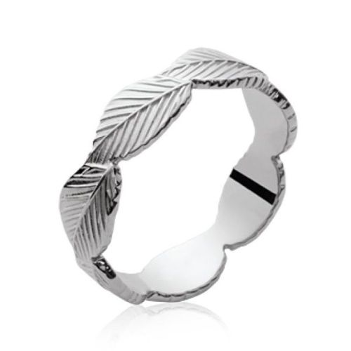 Alliance Fiançailles Femme - Argent Massif 925/000 Rhodié - Feuilles D'arbre
