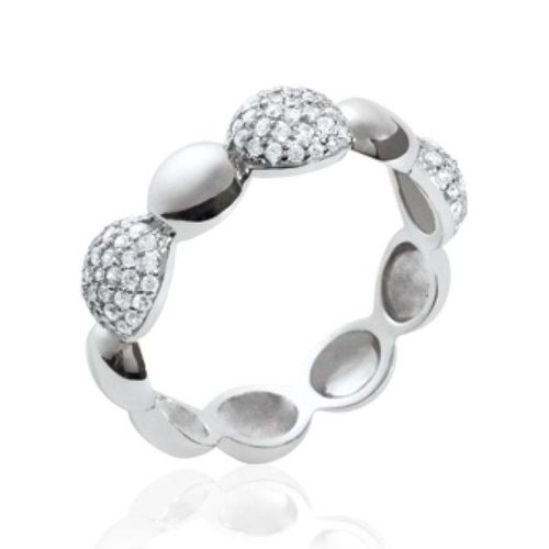 Alliance Fiançailles Sertie Femme - Argent Massif 925/000 Rhodié - Zirconium