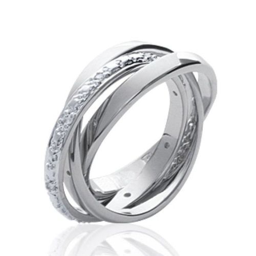 Alliance Trois Anneaux Femme - Argent 925 Massif Rhodié - Oxyde De Zirconium