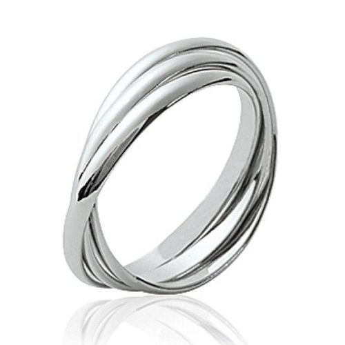 Alliance Mariage Triple Anneau Femme - Argent Massif 925/000 Rhodié