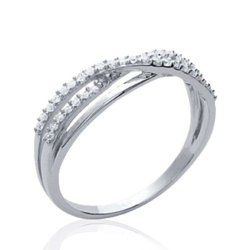 Alliance Fiançailles Entrelacée Femme - Argent Massif 925 Rhodié - Zirconium