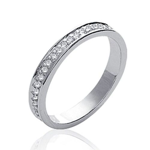 Bague Alliance Femme - Argent Massif 925/1000 Rhodié - Rail Zircons Cz