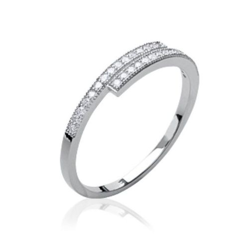 Bague Alliance Mariage Femme - Argent 925/000 Massif Rhodié - Zirconium Cz