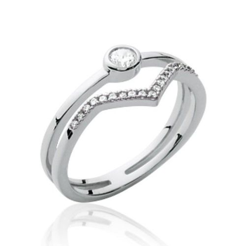 Bague Alliance Serti Clos Femme - Argent Massif 925 Rhodié - Oxyde De Zirconium