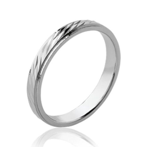 Alliance Mariage Facettes Gravées Femme - Argent Massif 925/1000 Rhodié