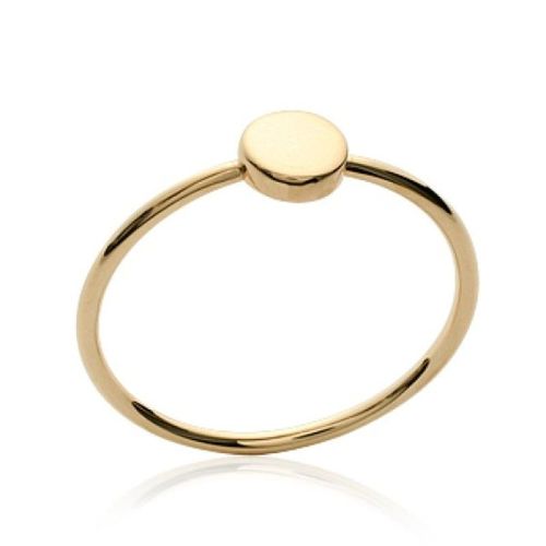 Bague Alliance Femme - Plaqué Or Jaune 18 Carats - Anneau Fin Et Plaque Ronde