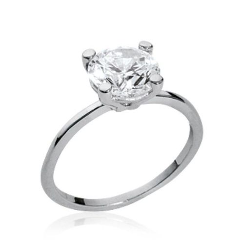 Gros Solitaire Femme - Argent Massif 925 Rhodié - Oxyde De Zirconium 4 Griffes