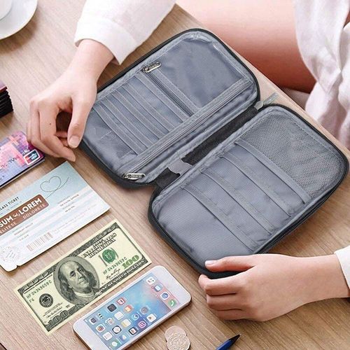 Petit porte-monnaie de voyage gris style noir