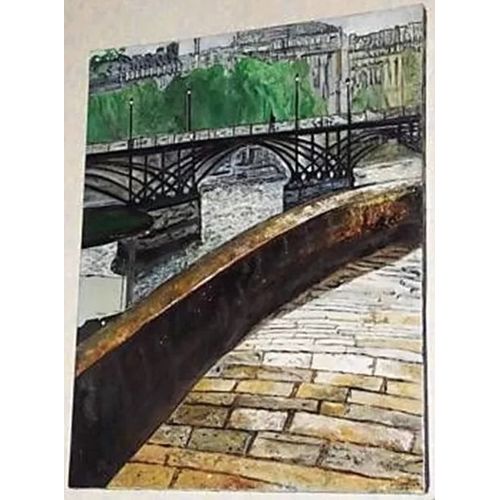 Le Pont Des Arts Peinture Huile Format 39x50 Sans Encadrement .