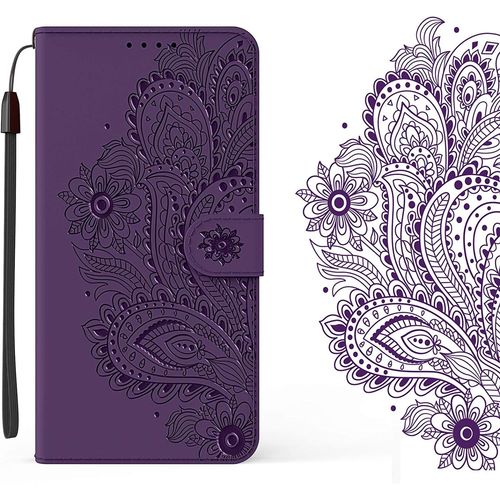 Coque Galaxy S9 Plus,Etui Housse Pour Samsung Galaxy S9 Plus Coque 3d Gaufrage Fleur Pu Cuir Flip Wallet Coquille Couverture Pour Galaxy S9 Plus,Yx Flower Purple