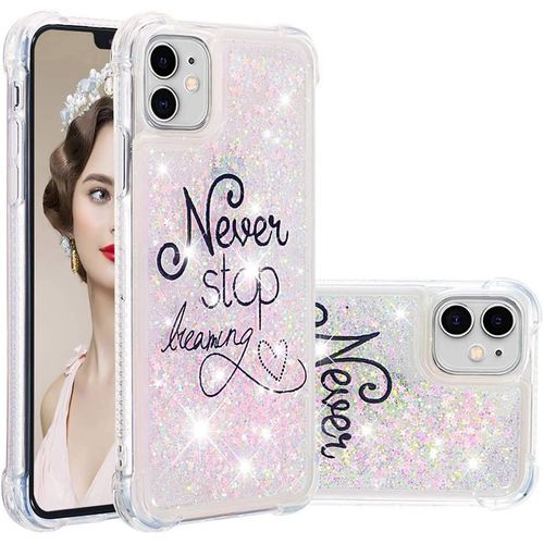Iphone 12 Mini(5.4 Inch Coque Bling Glitter Sparkle Floating Antichoc Protective Silicone Tpu Housse Pour Phone 12 Mini (2020) Pink Dreaming Yb.