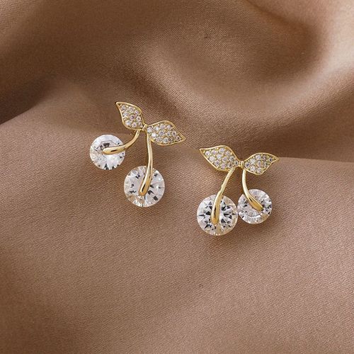 2021 Nouveauté À La Mode Mignon Blanc Délicat Zircon Cerise Boucles D'oreilles Pour Femmes Mode Doux Cristal Bijoux Fête