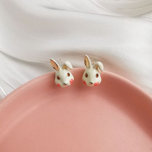 Boucles D'oreilles Lapin Mignon En Métal Pour Femmes, Accessoires De Fête Populaires Et Amusants