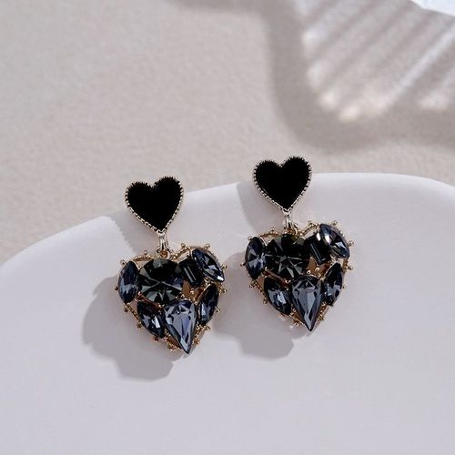Boucles D'oreilles En Forme De C¿Ur Pour Femmes, Bijoux Tendance, Gris Cristal, Amour, Doux, 2020