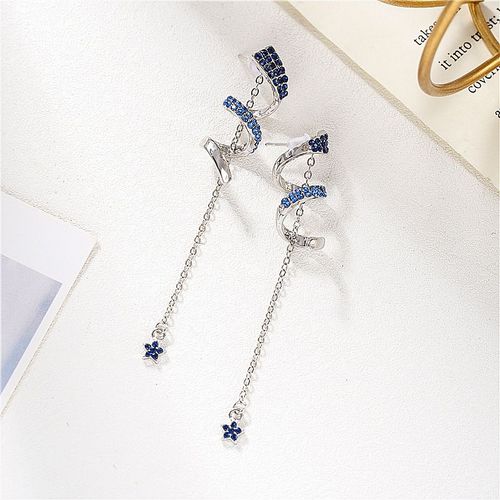 2020 Nouveauté Métal Vintage Géométrique Courbe Tournant Bleu Étoile Gland Boucles D'oreilles Pour Les Femmes Mode Bijoux Cadeaux