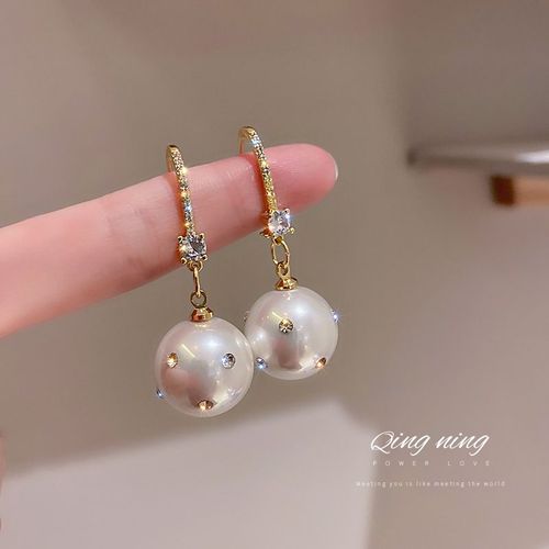 2021 Nouveauté À La Mode Mignon Élégant Simulé-Perle Cristal Boucles D'oreilles Pour Femmes Mode Goutte D'eau Cristal Pendentif Bijoux