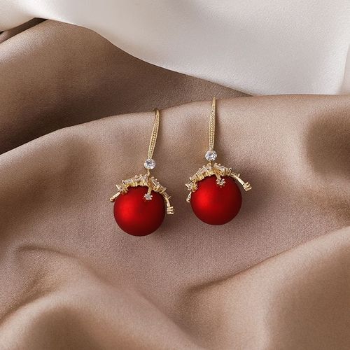 Boucles D'oreilles Vintage En Zircon Pour Femmes, Bijoux Avec Pendentifs En Cristal, Imitation Perle, Rouge Et Blanc, 2020, Nouveauté