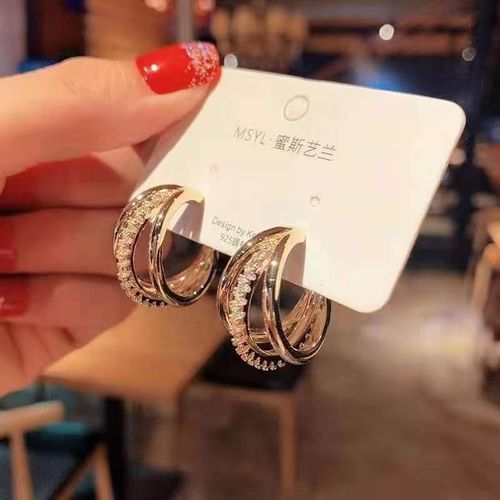 Boucles D'oreilles Géométriques En Métal Doré Et Strass Pour Femmes, Rétro, Pendentif, Personnalité, Bijoux À La Mode Coréenne, 2021
