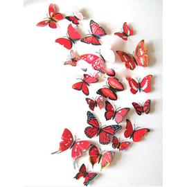 12 Pièces 3D Stickers Papillon Rosé Décoration Maison Butterfly 3d