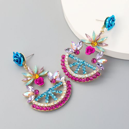 Boucles D'oreilles En Métal, Strass, Rose Bleue, Fleur, Créatif, Pop Diangle, Accessoires De Fête