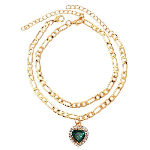 Bracelets De Cheville En Forme De C¿Ur Pour Femmes, 2 Pièces, Breloques, Cristal, Chaîne Couleur Or, Été, Pieds Nus, Bijoux, Cadeau D'amitié