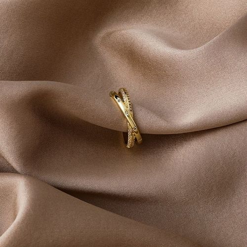 Bagues Ajustables En Zircon Pour Femmes, Bijoux En Cristal, Géométrique Simple, Croix En Or, Champagne, Tendance, 2020