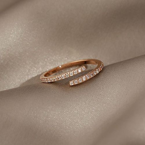 2021 Nouveauté Cristal Parti À La Mode Ronde Rose Or Délicat Réglable Bague Pour Femmes Mode Bijoux Doux