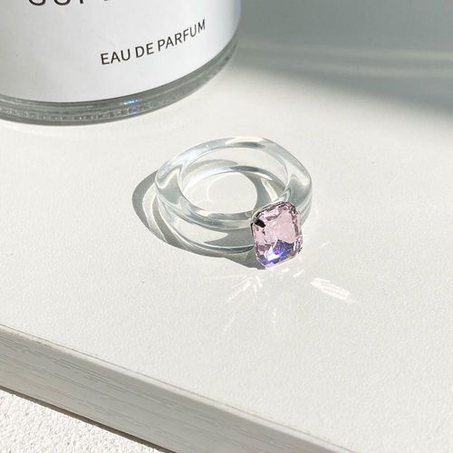 Bague En Strass Acrylique Pour Femmes, Grand Doigt Transparent, Vintage, Bijoux De Fête Pop