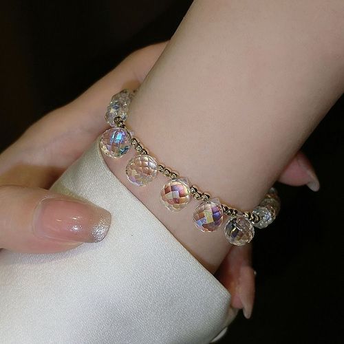 Bracelet D'été En Métal Brillant Et Cristal Pour Femmes, Accessoire De Charme Rétro Fait À La Main Pour Banquet