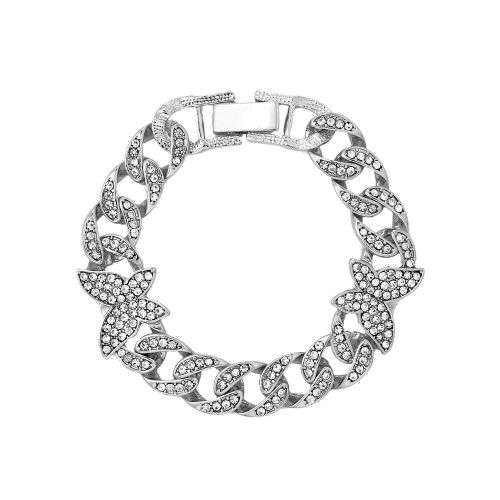 Bracelet Papillon En Or Et Argent Pour Femmes, Chaîne Cubaine Avec Strass, Bijoux