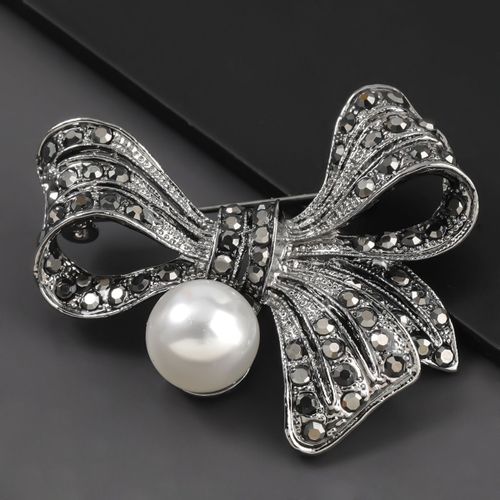 Broche En Métal Imitation Perle, N¿Ud Noir, Broche Pour Femme, Créative, Populaire, Accessoires De Banquet, Corsage, 2021