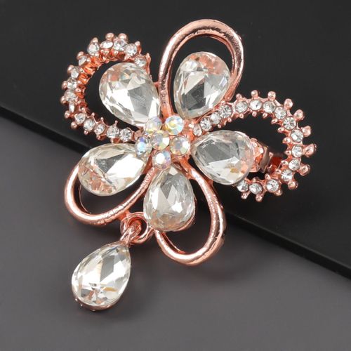Broche À Fleurs En Verre Et Métal Pour Femmes, Strass, Simple, À La Mode, Accessoires De Fête Pour Étudiants