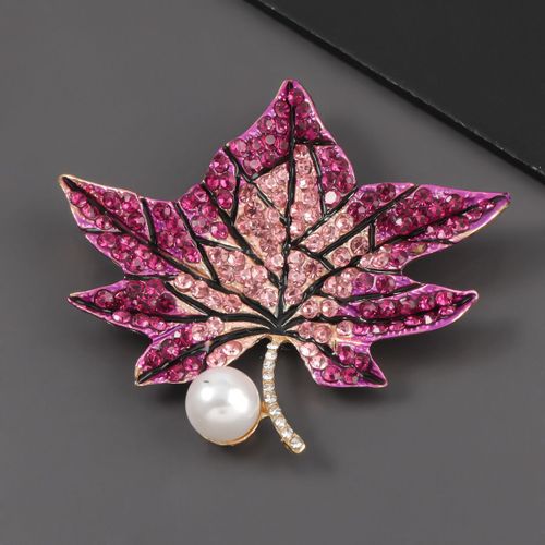 Broche En Métal Strass Imitation Perle Feuille D'érable, Broche Femme, Fête Créative Populaire, Accessoires Bijoux Corsage