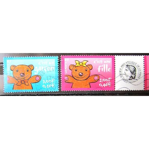 2001. Série Complète F3377 Et F3432b (Personnalisé): Timbres Pour Naissance.