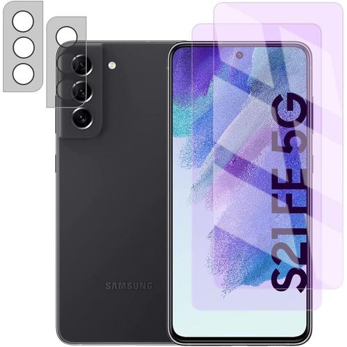 Verre Trempé Compatible Samsung Galaxy S21 Fe 5g, Anti Lumière Bleue Protection Écran & Caméra Arrière Protecteur 2 & 2 Pièces Soulage La Fatigue Oculaire Protection Écran Pour Galaxy S21 Fe 5g