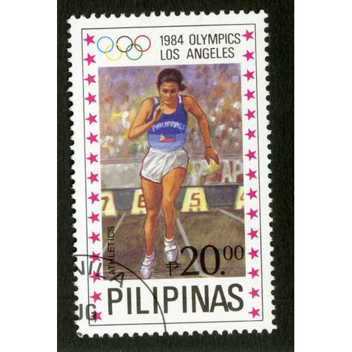 Timbre Oblitéré Pilipinas, 1984 Olympics Los Angeles, Athletics, 20.00