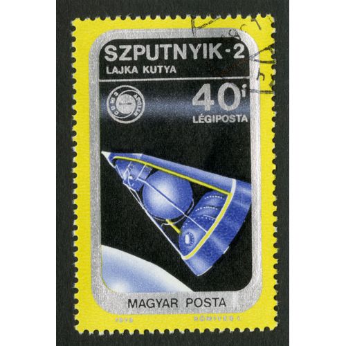 Timbre Oblitéré Magyar Posta, Szputnyik 2, Lajka Kutya, 40f, Légiposta,