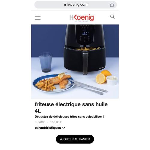 H.KOENIG FRY800 friteuse sans huile électrique 4L