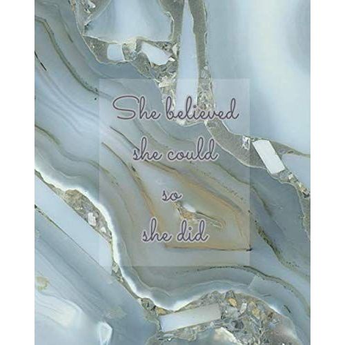 She Believed She Could So She Did Notebook: Marble Cover Wide Ruled Notebook/Journal, 120 Pages